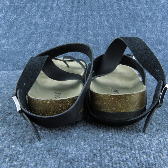 Outwoods Women Ankle Strap Sandal Shoes Black Leather Size 10 Medium - Picture 5 of 10